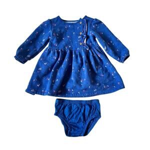 Baby Girl Carter's Cozy Viscose blue 2 piece Floral Dress 12 months